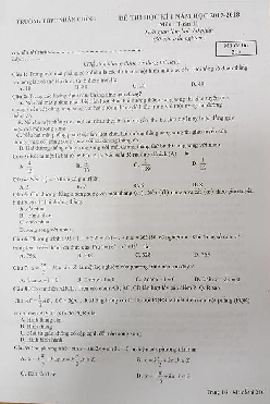 Đề thi học kỳ 1 Toán 11 năm học 2017 – 2018 trường THPT Nhân Chính – Hà Nội