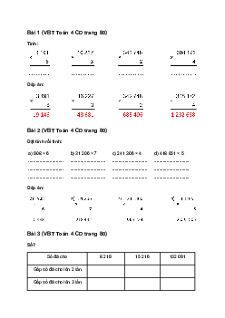Vở bài tập Toán lớp 4 trang 80 Bài 31: Nhân với số có một chữ số Cánh diều