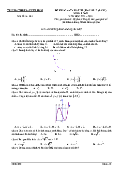 Đề khảo sát Toán 12 lần 1 năm 2023 – 2024 trường THPT Nguyễn Trãi – Thanh Hóa