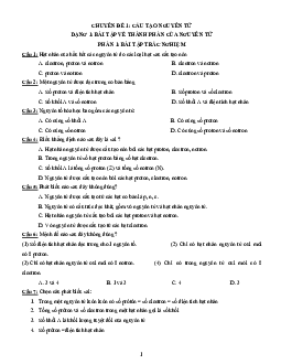 Tổng hợp các dạng bài tập chương 1 môn Hóa học lớp 10 Bài tập Hóa học lớp 10