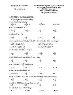 Đề giữa kỳ 1 Toán 7 (KNTTVCS) năm 2022 – 2023 phòng GD&ĐT Yên Thế – Bắc Giang