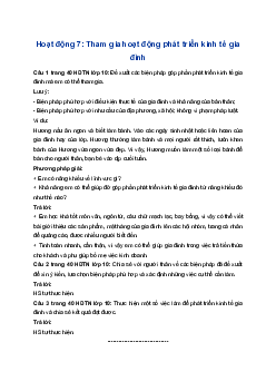 Giải Hoạt động trải nghiệm 10 Cánh diều: Hoạt động 7 chủ đề 4