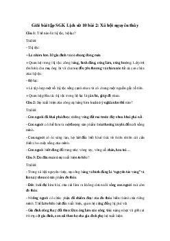 Giải bài tập SGK Lịch sử 10 bài 2: Xã hội nguyên thủy