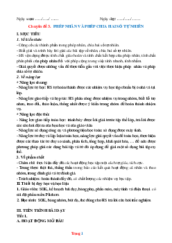 Giáo án dạy thêm Toán 6 Kết nối tri thức phép nhân và phép chia hai số tự nhiên