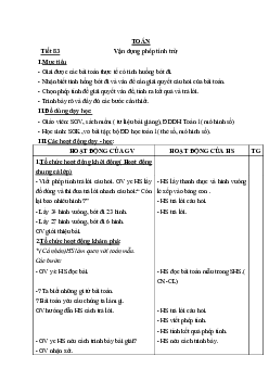 Giáo án Toán 1 - Tuần 29 | sách Cùng học để phát triển năng lực