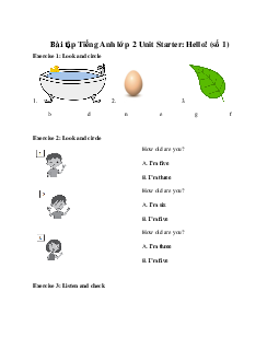 Bài tập Unit Starter Hello! (số 1) | Tiếng anh 2 Family and Friends