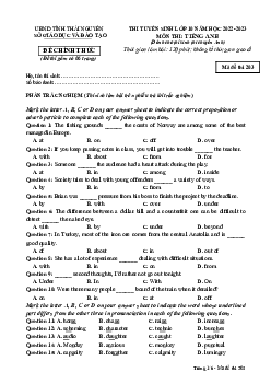 Đề thi tuyển sinh vào lớp 10 THPT Chuyên Thái Nguyên môn Tiếng Anh (Dành cho thí sinh thi chuyên Anh) năm học 2022-2023