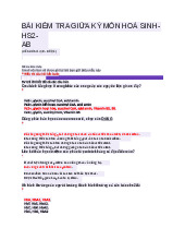 Bài kiểm tra giữa kỳ môn hóa sinh | Đại học Y khoa Phạm Ngọc Thạch