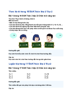 Giải SGK Toán lớp 2 trang 16, 17 Bảng nhân 5| Chân trời sáng tạo
