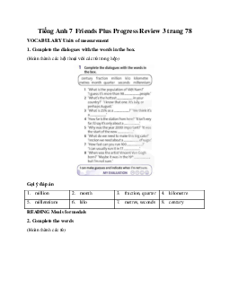 Tiếng Anh 7 Friends Plus Progress Review 3 trang 78