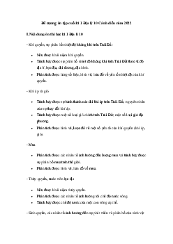 Đề cương ôn tập học kì 1 môn Địa lý 10 Cánh Diều
