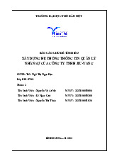 Tiểu luận Báo cáo Chuyên đề về Hệ thống Quản lý Nhân sự - Công ty TNHH Jiu-Yang môn Quản tri học - Trường Đại học Thủ Dầu Một.