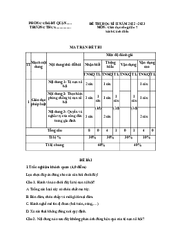 Đề thi học kì 2 môn Giáo dục công dân 7 năm 2022 - 2023 sách Cánh diều - Đề 1