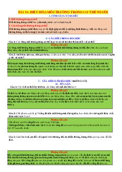 Chuyên đề KHTN 8 Kết nối tri thức bài 36 Điều hòa môi trường trong của cơ thể người