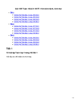 Vở bài tập Toán lớp 4 trang 105 Bài 31: Hình bình hành, hình thoi Kết nối tri thức