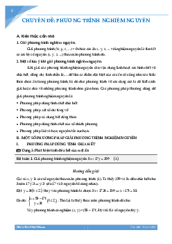 Chuyên đề phương trình nghiệm nguyên
