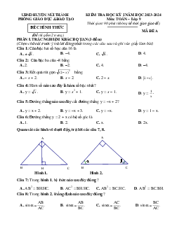 Đề học kỳ 1 Toán 9 năm 2023 – 2024 phòng GD&ĐT Núi Thành – Quảng Nam