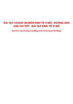 Bài tập Kinh tế Vi mô có đáp án/Trường Cao đẳng Kinh tế Kế hoạch Đà Nẵng