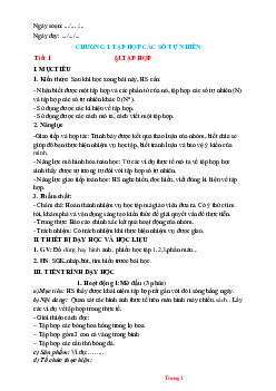 Giáo án sách Kết nối tri thức môn số học 6 học kì 1 phương pháp mới-Bộ 2