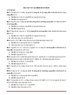 Bài tập về cấu hình electron