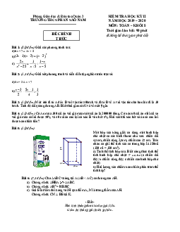 Đề thi HK2 Toán 8 năm 2019 – 2020 trường THCS Phan Sào Nam – TP HCM