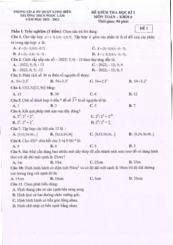 Đề học kì 1 Toán 6 năm 2022 – 2023 trường THCS Ngọc Lâm – Hà Nội
