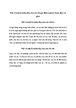Nói về một kỉ niệm đẹp của em với gia đình, bạn bè hoặc thầy cô giáo Tiếng việt 4 Chân trời sáng tạo