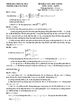 Đề khảo sát chất lượng Toán 9 năm 2020 – 2021 trường THCS Tân Mai – Hà Nội