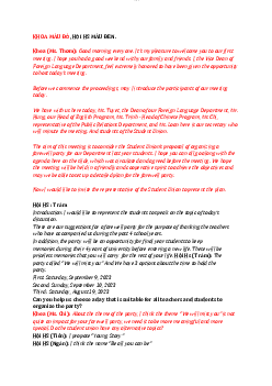 Kịch bản đàm phán tiếng anh ?