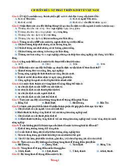 Chuyên đề 2: Sự phát triển kinh tế Việt Nam môn địa lí 9 (có đáp án)