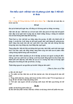 Giải SGK Tiếng Việt 5 trang 49 Bài 9: Tìm hiểu cách viết bài văn tả phong cảnh - Kết nối tri thức (Tập 1)