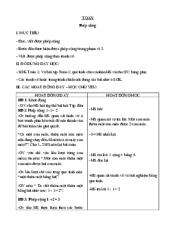 Giáo án Toán 1 - Tuần 7 | sách Vì sự bình đẳng và dân chủ trong giáo dục