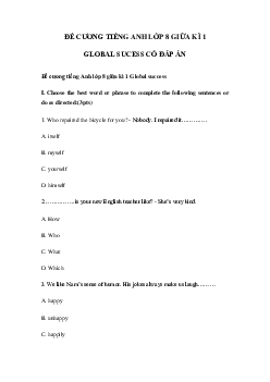 Đề cương giữa kì 1 tiếng Anh 8 Global success