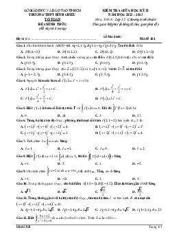 Đề giữa học kỳ 2 Toán 12 năm 2022 – 2023 trường THPT Bình Chiểu – TP HCM