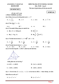 Đề thi học kỳ 2 Toán 11 Sở giáo dục và Đào tạo Quảng Nam 2019-2020 (có đáp án)