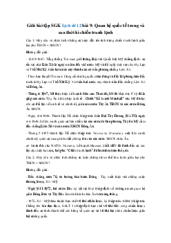 Giải bài tập SGK Lịch Sử 12 bài 9: Quan hệ quốc tế trong và sau thời kì chiến tranh lạnh