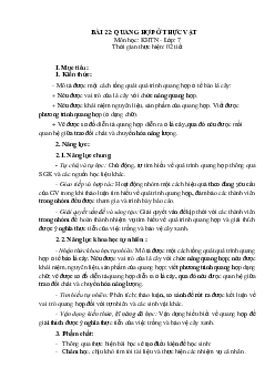 Giáo án Bài 22: Quang hợp ở thực vật | Khoa Học Tự Nhiên 7 Kết nối tri thức