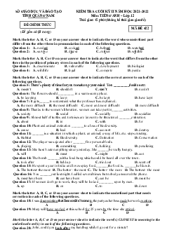 Đề thi HK 2 Tiếng anh 12 sở GD Quảng Nam 2021-2022 (có đáp án)