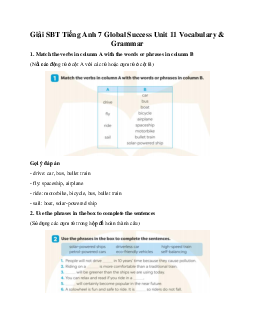 Giải SBT Tiếng Anh 7 Global Success Unit 11 Vocabulary & Grammar