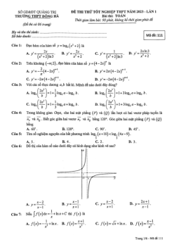 Đề thi thử TN THPT 2023 môn Toán lần 1 trường THPT Đông Hà – Quảng Trị