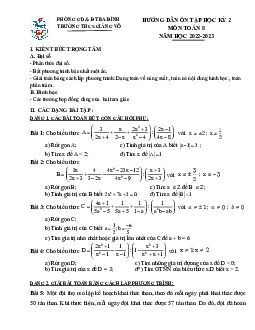 Đề cương học kỳ 2 Toán 8 năm 2022 – 2023 trường THCS Giảng Võ – Hà Nội