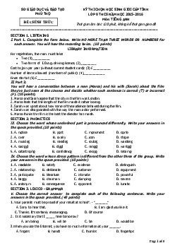 Đề thi chọn học sinh giỏi cấp tỉnh lớp 9 THCS năm học 2015 tỉnh Phú Thọ