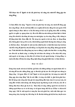 Văn mẫu lớp 11: Viết đoạn văn nêu suy nghĩ về luận điểm: Người có tài cần phát huy tài năng của mình để đóng góp cho cộng đồng | Kết nối tri thức