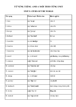Từ vựng Unit 9 lớp 6 Cities of the world
