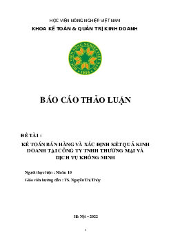 Đề tài: "Kế toán bán hàng và xác định kết quả kinh doanh tại công ty TNHH thương mại và dịch vụ Khổng Minh"