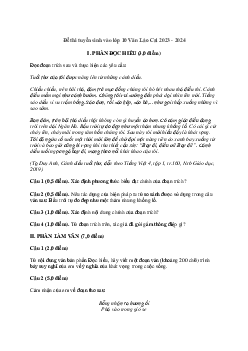 Đề thi vào 10 môn Ngữ văn năm 2023 - 2024 sở GD&ĐT Lào Cai