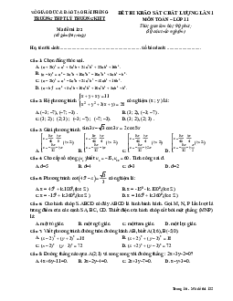 Đề KSCL Toán 11 lần 1 trường THPT Lý Thường Kiệt – Hải Phòng