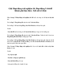 Giải Hoạt động trải nghiệm 10: Hoạt động 5 chủ đề 2 Kết Nối Tri Thức