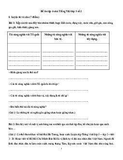 Đề ôn tập ở nhà Tiếng Việt lớp 3 số 2
