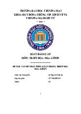 Vấn đề Nhận thức luận trong Triết học Mác-Lênin | Bài thảo luận triết học Mác Lênin